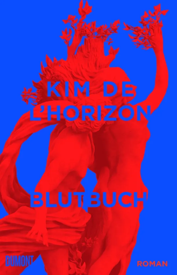 Buchcover von "Blutbuch" von Kim de l'Horizon, Gewinner des Deutschen Buchpreises 2022, symbolisiert die tiefgreifende Thematik von Identität und Familiengeschichte.