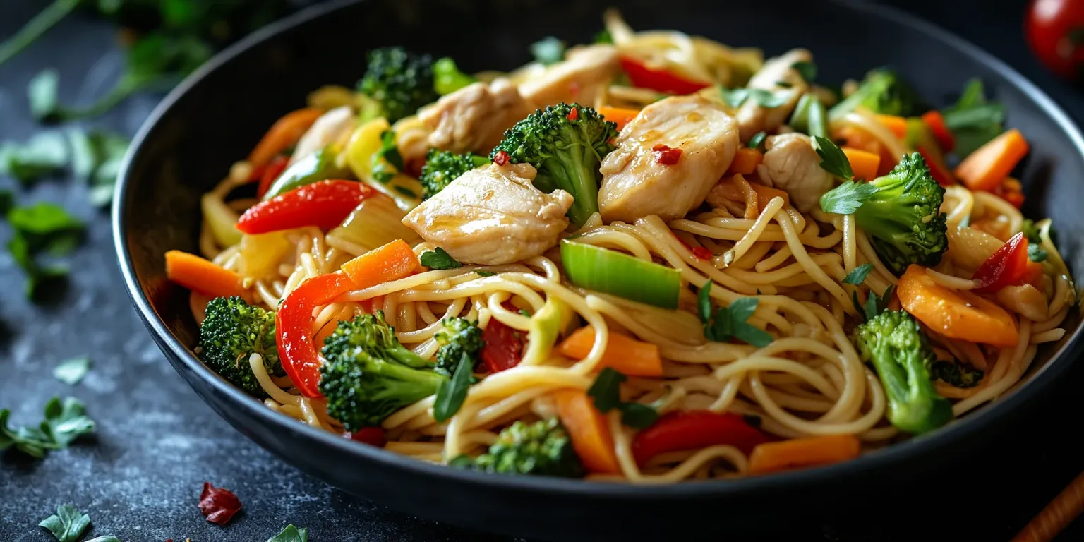 Bunte Nudelpfanne mit frischem Gemüse