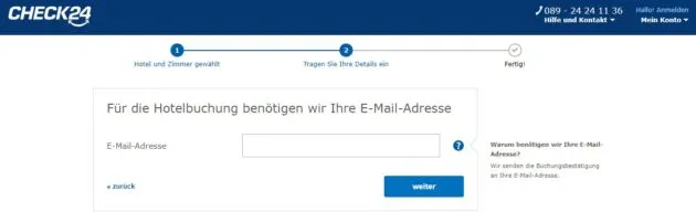 Check24 Buchungsübersicht