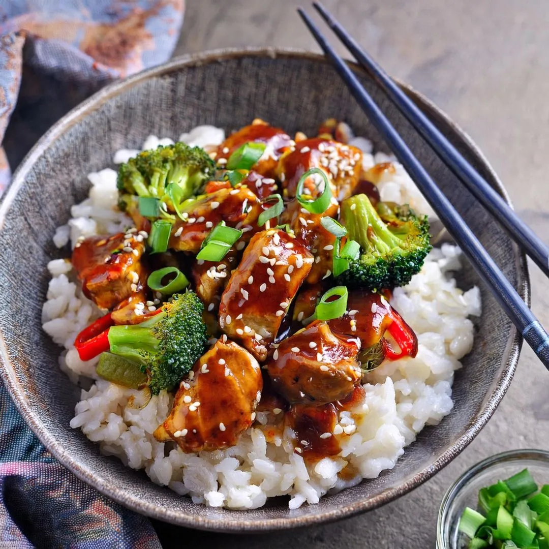 Chicken Teriyaki mit Brokkoli und Reis