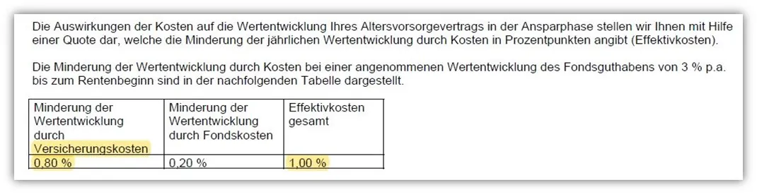 Continentale ETF Rentenversicherung Effektivkosten Nettopolice (Rente Invest - RI)