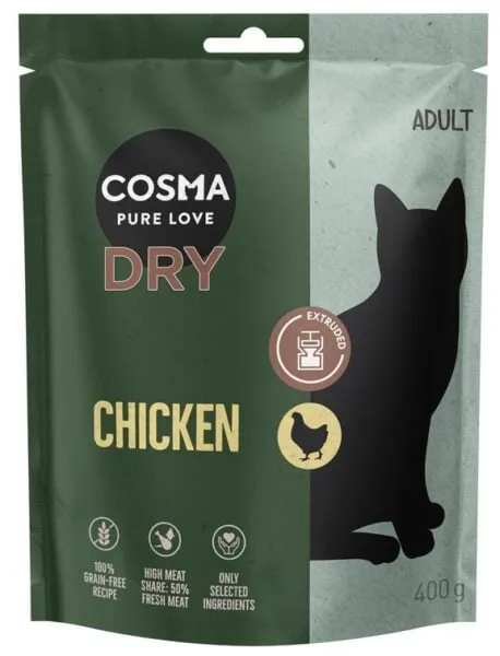 Cosma Pure Chicken, Trockenfutter mit hohem Frischfleischanteil für Katzen