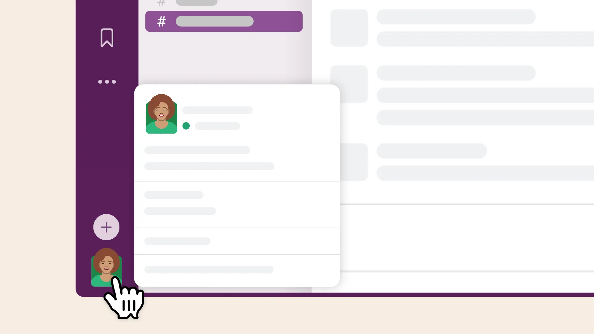 Cursor klickt auf Profilbildmenü in Slack