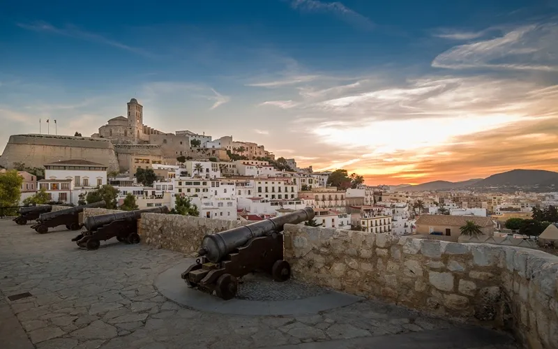 Dalt Vila fortress at sunset