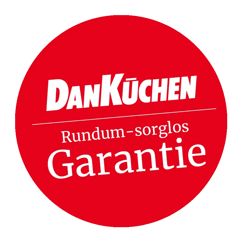 DANKÜCHEN Rundum-Sorglos-Garantie Siegel, symbolisierend umfassenden Service von Beratung bis Montage.