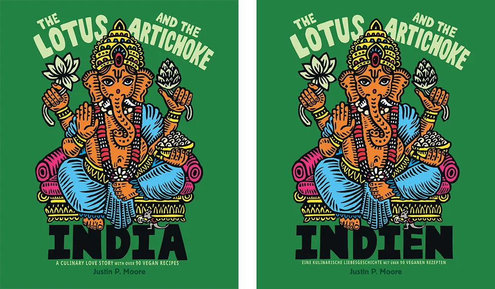 Das Cover des Kochbuchs &quot;The Lotus and the Artichoke - INDIA&quot; in Deutsch und Englisch.