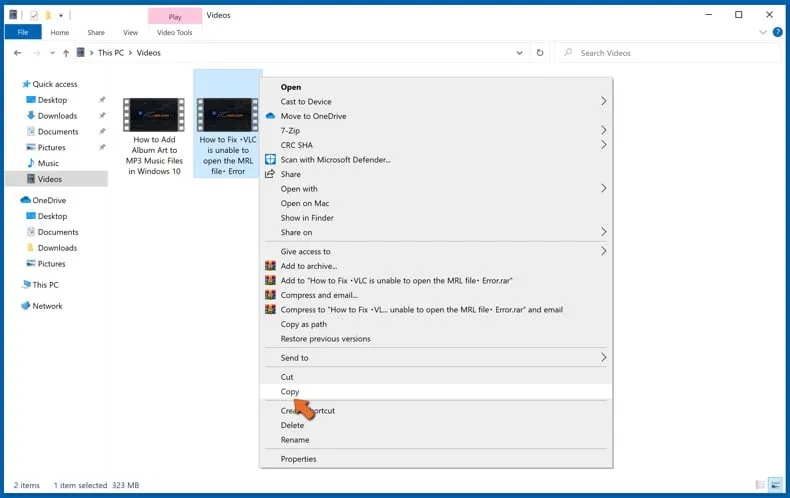 Datei manuell auswählen und kopieren