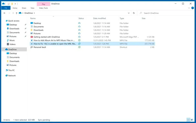 Dateistatus im OneDrive-Ordner