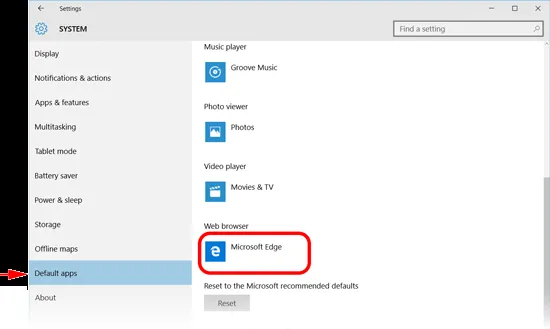 default apps win10