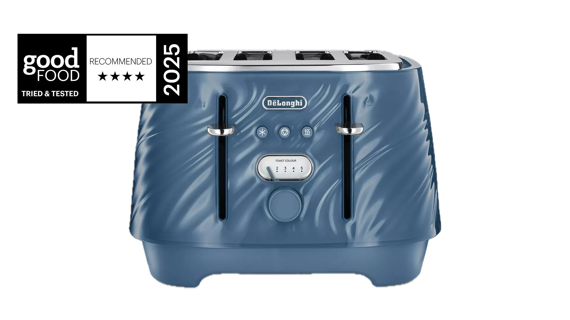 De'Longhi Ballerina Seta Toaster in elegantem Seidenblau, ein Design-Statement