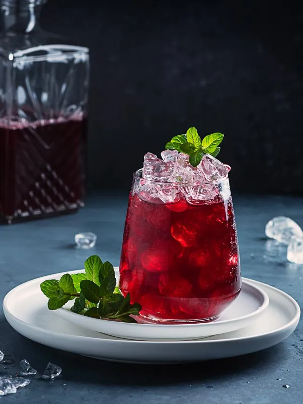 Der blutrote Halloween Beetween Cocktail mit Rote Bete und Brombeeren, eine alkoholfreie Erfrischung.