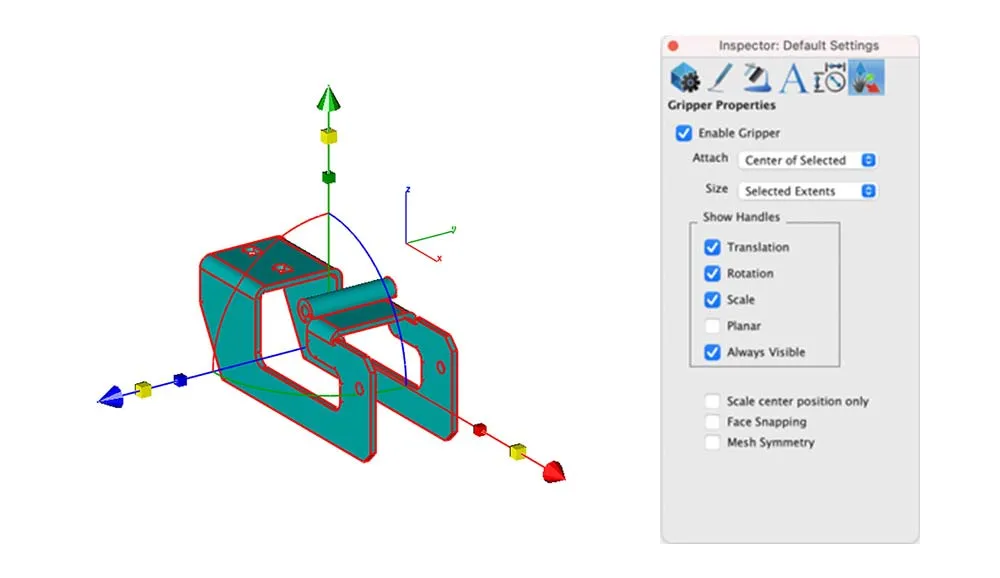 Der Gripper ist jetzt standardmäßig aktiviert für intuitive Objektmanipulation