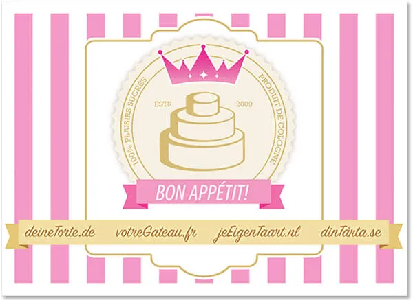 Design einer Grußkarte mit &quot;deineTorte&quot; Logo für persönliche Nachrichten