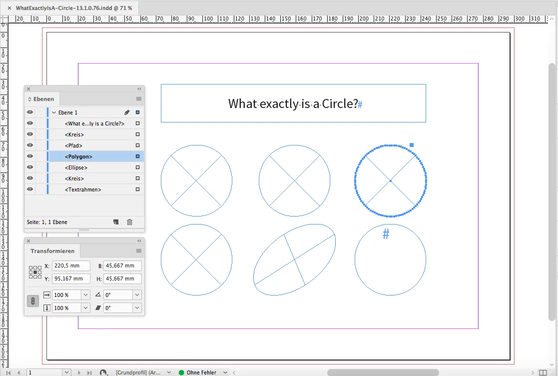 Details eines kreisähnlichen Polygons in InDesign