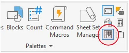 Die DesignCenter-Palette in AutoCAD, die verschiedene Registerkarten und Navigationswerkzeuge zeigt.