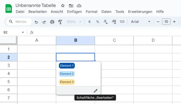 Die Elemente einer erstellten Google-Sheets-Dropdown-Liste sind automatisch so angeordnet, wie im Datenvalidierungsmenü angegeben.