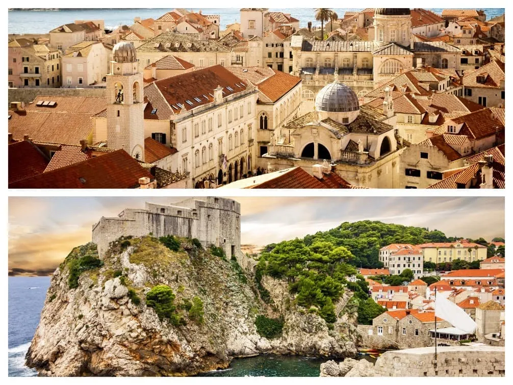 Die historische Altstadt von Dubrovnik, Kroatien, umgeben von Stadtmauern und der Festung Lovrijenac, ideal für einen Kultururlaub im September