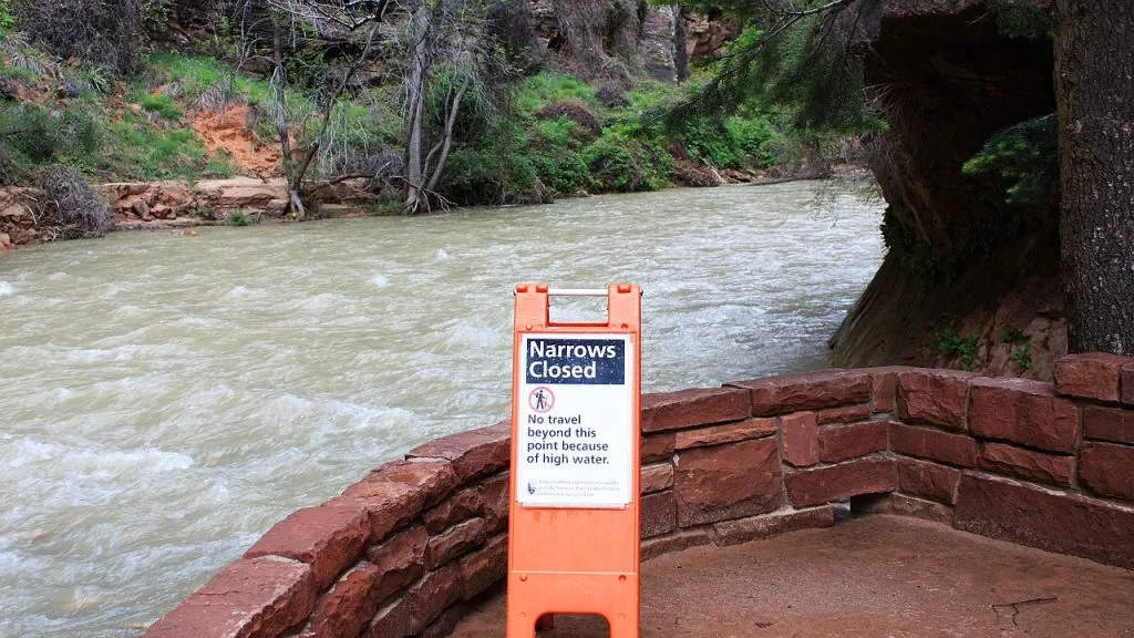 Die Narrows in Zion: Bei Regen gesperrt.