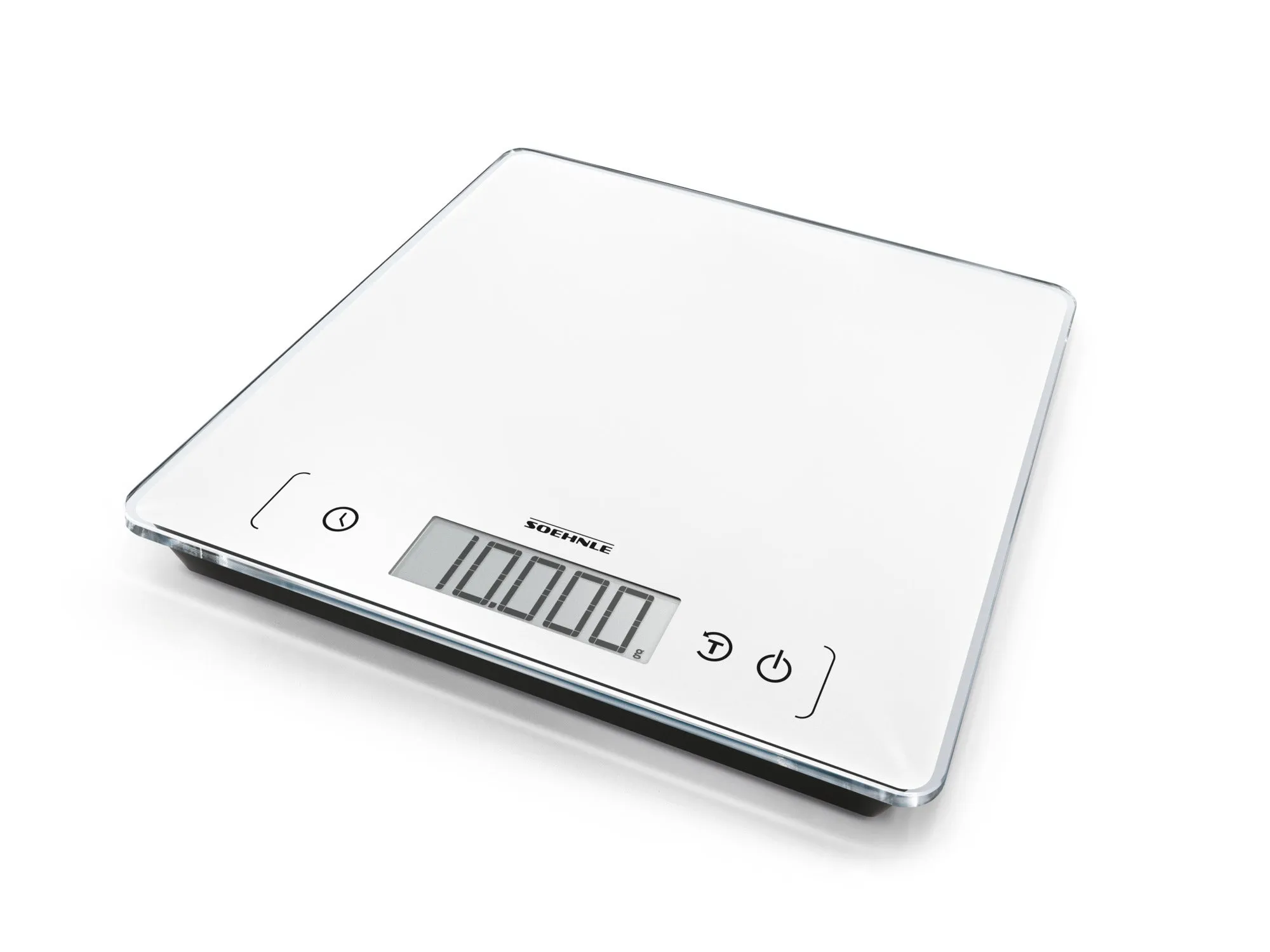 Digitale Küchenwaage Page Comfort 400 in elegantem Design. Die Waage verfügt über ein gut lesbares Display und berührungsempfindliche Tasten für einfache Bedienung.