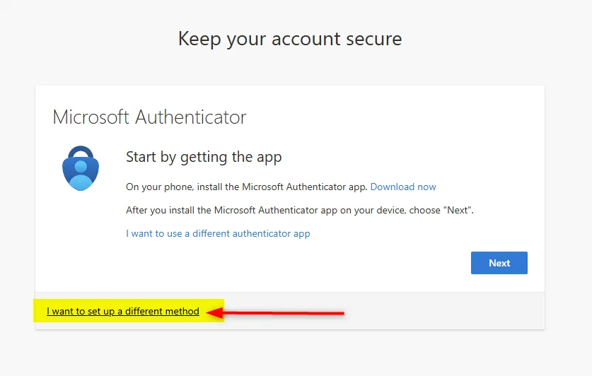 Download MS Authenticator App.