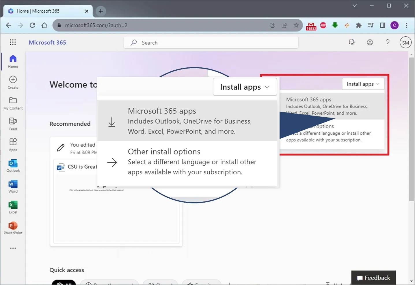 Download Office 365 auf Laptop oder Computer.
