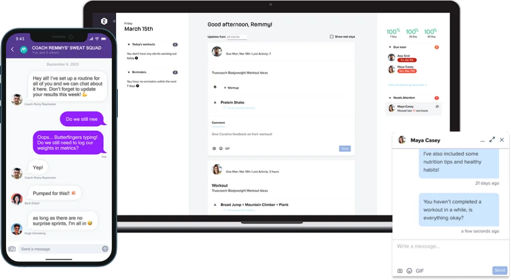 Echtzeit-Nachrichtenfunktion für Coach Fitness und Klienten