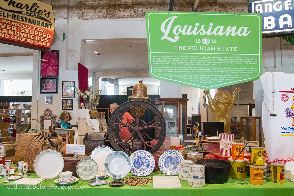 Ein Ausstellungsbereich im Southern Food &amp; Beverage Museum, der die kulinarische Vielfalt Louisianas präsentiert.