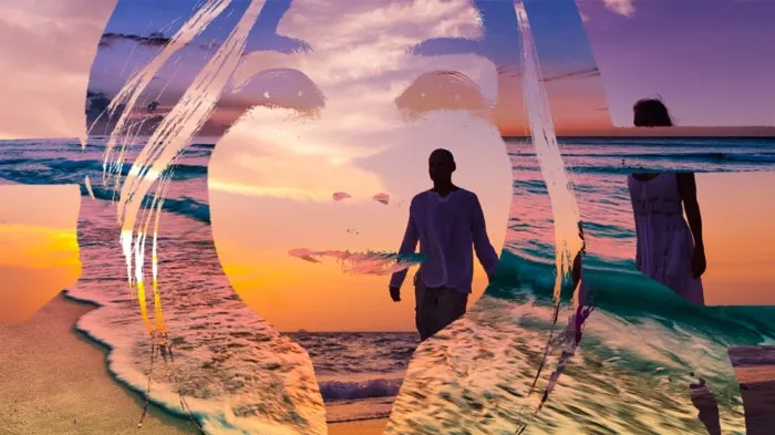 Ein Beispiel für einen Luma-Fade-Übergang in einem Video.