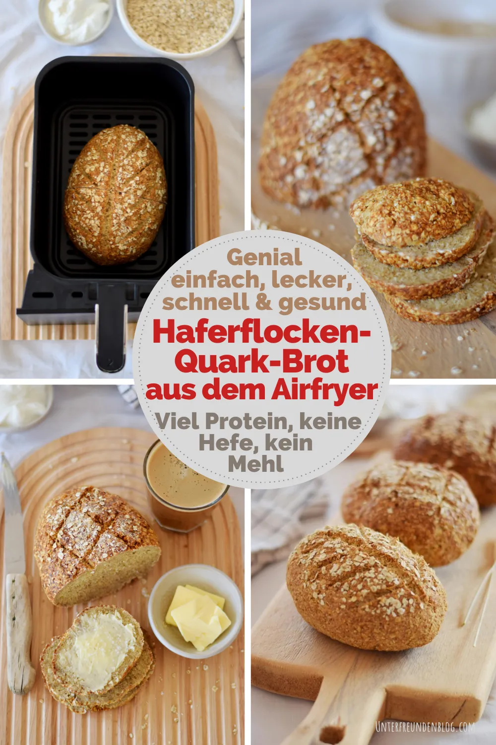 Ein geniales und einfaches Rezept für Protein-Haferbrot aus dem Airfryer für den schnellen Alltag.