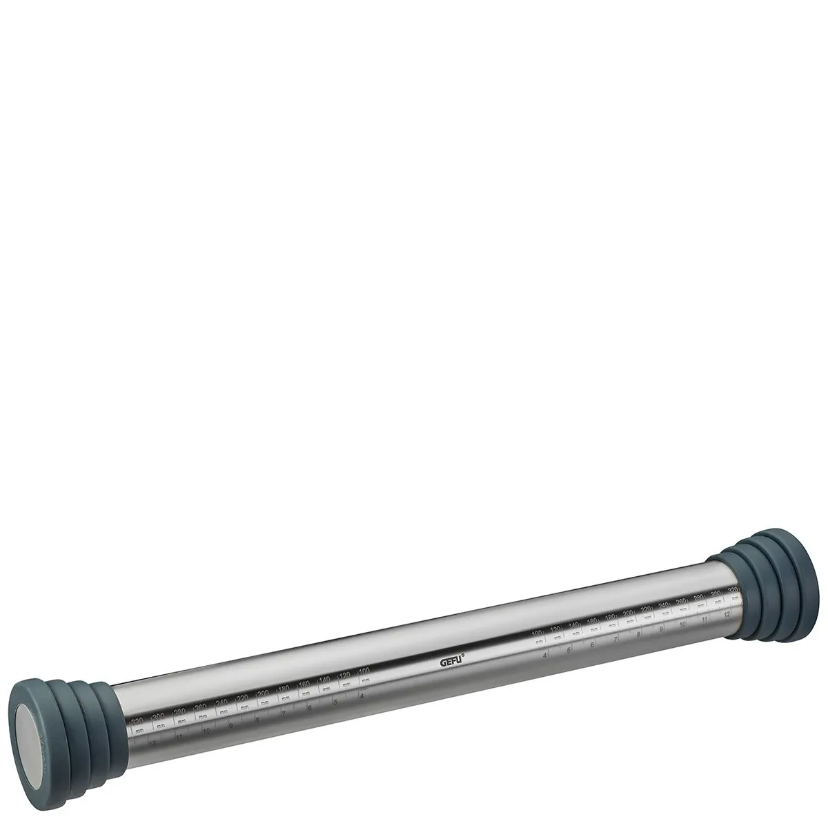 Ein hochwertiger Teigroller aus Edelstahl, ein grundlegendes Backutensil für das gleichmäßige Ausrollen von Teig.