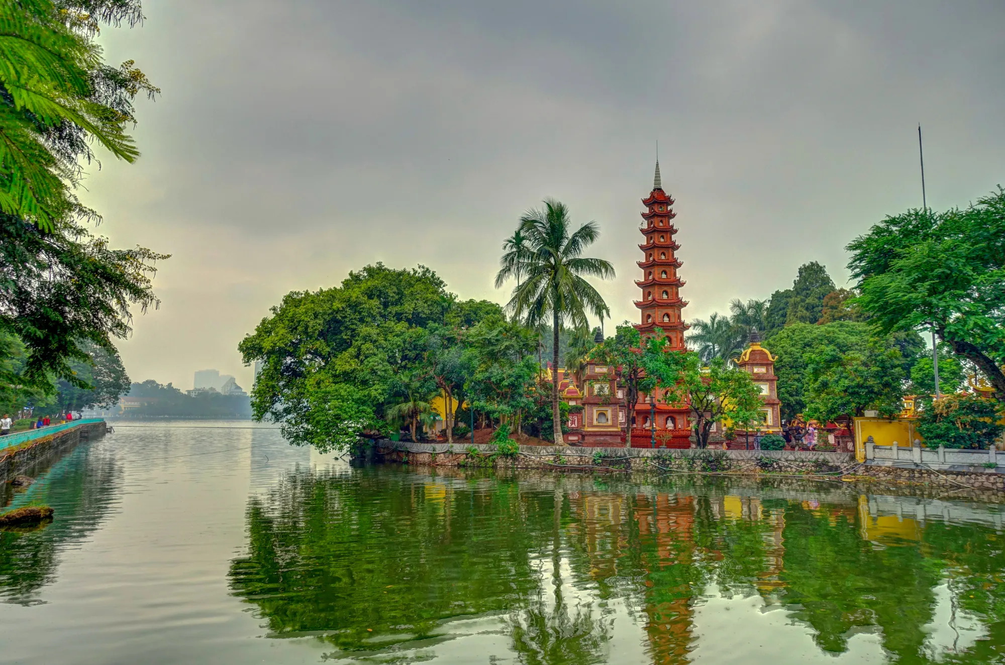 Ein malerischer Blick auf Reisfelder in Vietnam