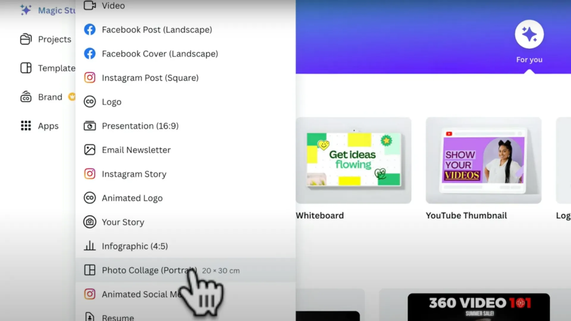 Ein Screenshot, der die Benutzeroberfläche von Canva zeigt.