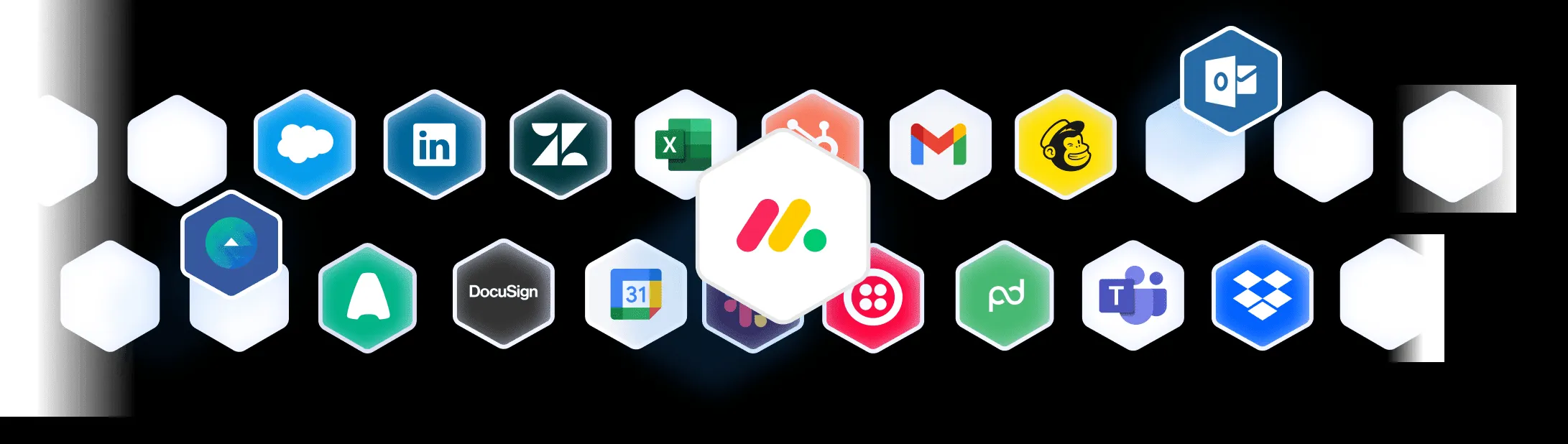 Ein Screenshot, der Integrationen in monday Sales CRM für Startups hervorhebt.