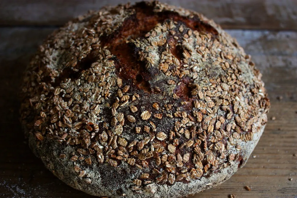 Ein Teigling eines Roggen-Vollkornbrotes während der Bulk-Fermentation