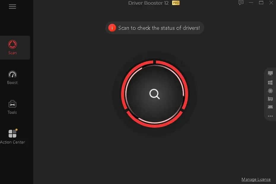 Eine Ansicht der Benutzeroberfläche von Driver Booster Pro 12, die die Anzahl der gefundenen veralteten Treiber anzeigt und die Option zur sofortigen Aktualisierung bietet.