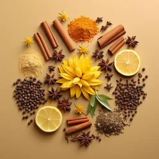 Eine Auswahl an orientalischen Gewürzen, darunter Kreuzkümmel, Paprika und Chili