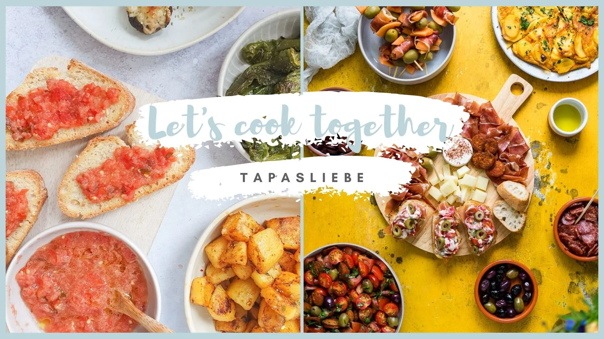 Eine einladende Auswahl an spanischen Tapas auf einer großen Holzplatte, darunter Käse, Oliven, Aufschnitt und frisches Brot.