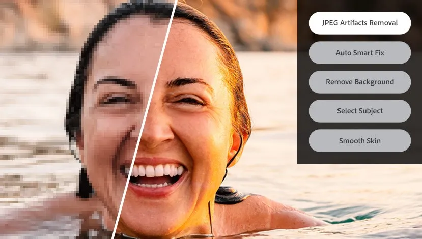 Eine lächelnde Person im Wasser.