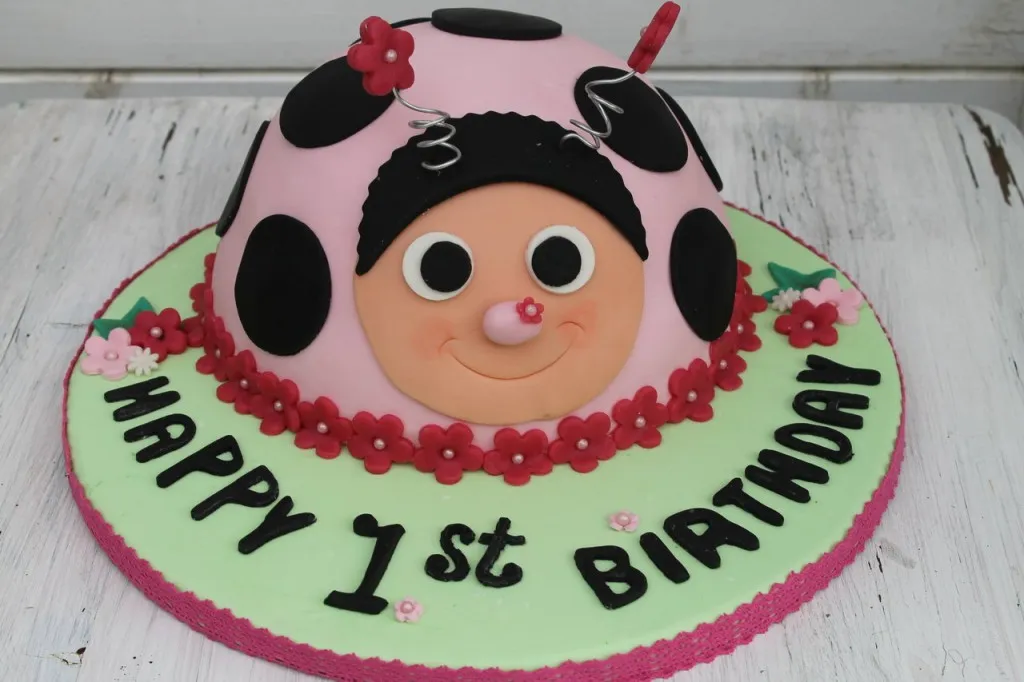 Eine liebevoll verzierte Käfer-Fondanttorte, die ideale kleine Torte zum Geburtstag für Kinder.