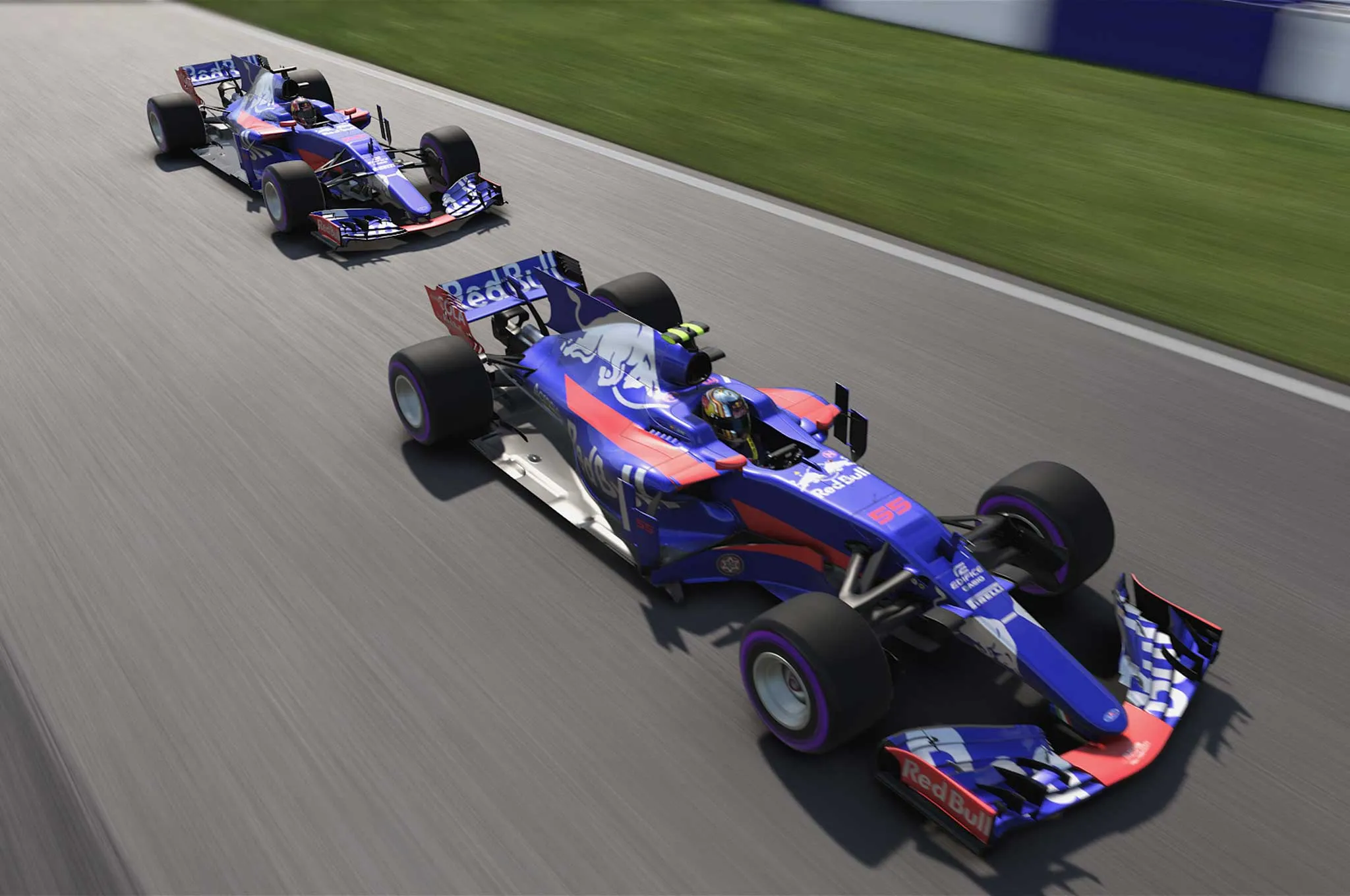 Eine Nahaufnahme eines Formel 1 Autos im Rennen