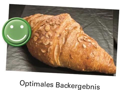 Eine Nahaufnahme von goldbraunen TK Laugen-Croissants, die perfekt aufgegangen sind und einen appetitlichen Glanz haben.