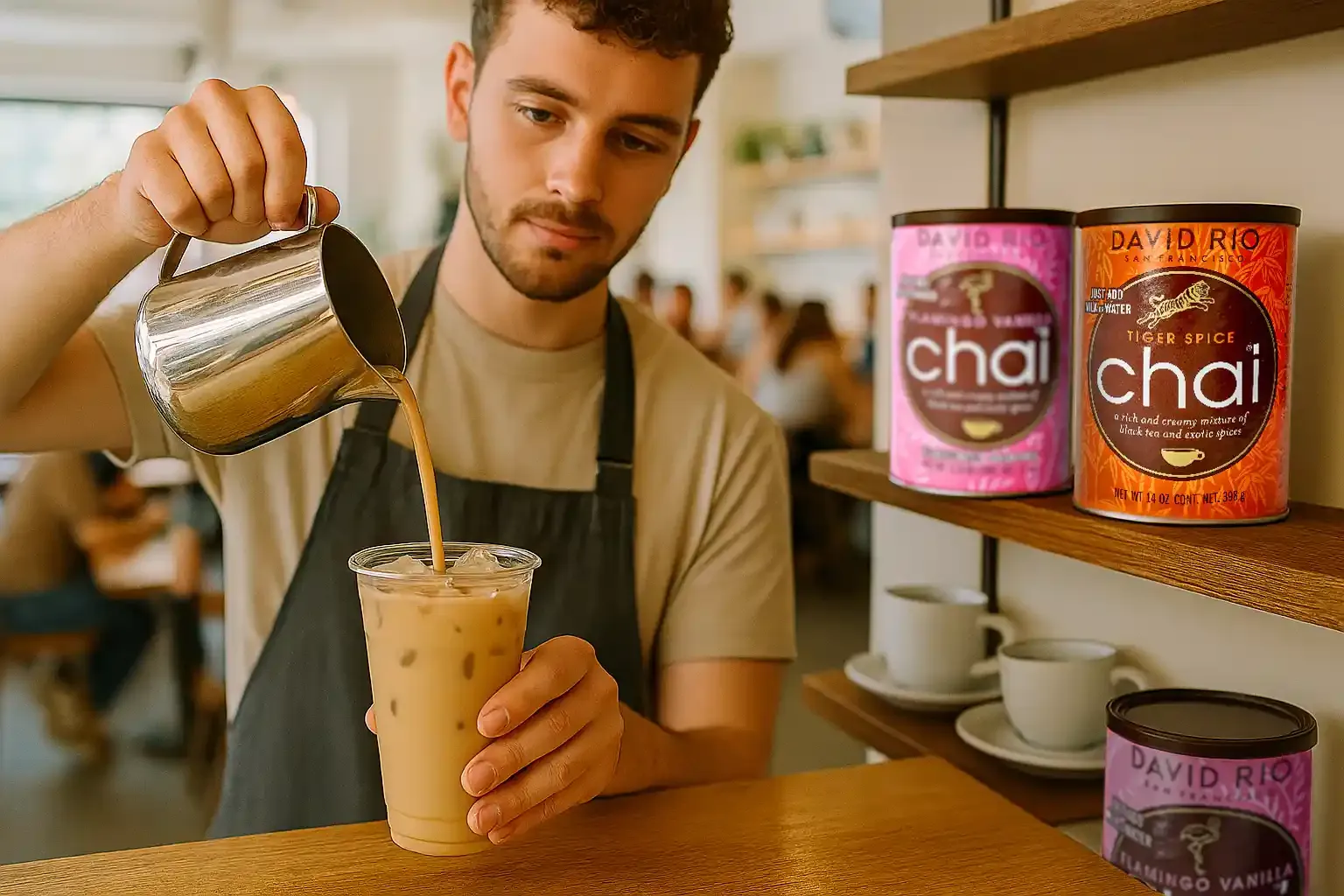 Eine Teedose mit Masala Getränk und frischen Gewürzen