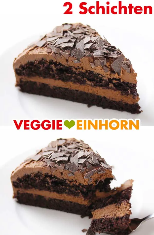 Einfache vegane Schokotorte mit zwei Schichten