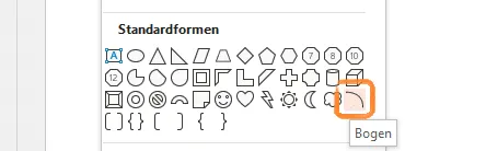 Einfügen eines Bogens in PowerPoint für gebogene Pfeile