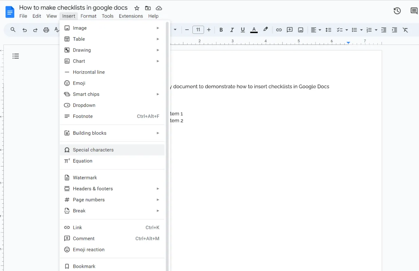 Einfügen von Sonderzeichen in Google Docs