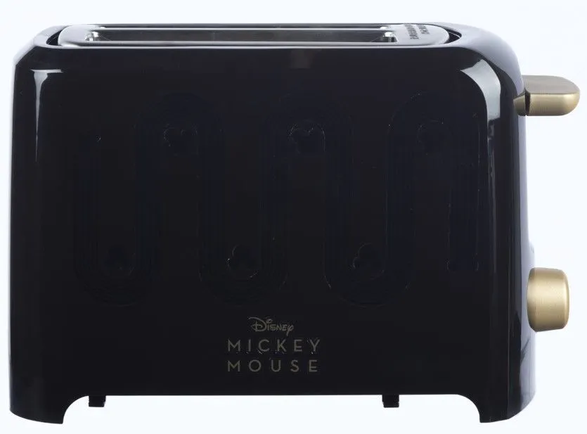 Eleganter schwarzer Toaster mit Disney Mickey Mouse Design und zwei Schlitzen