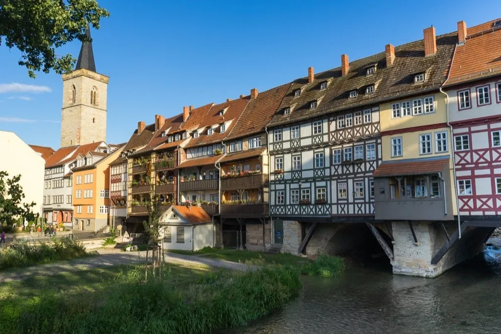 Erfurter Krämerbrücke bei Sonnenlicht