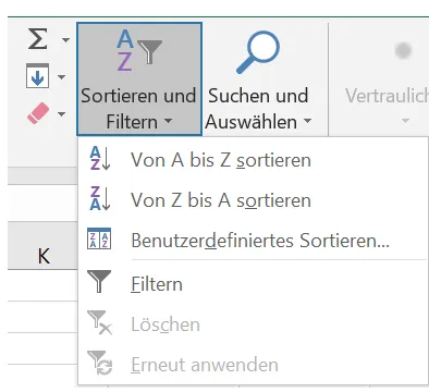 Excel-Daten sortieren und filtern Anleitung