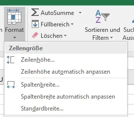 Excel-Fehleranzeige mit Rauten (####) und Menüoption zum Anpassen der Spaltenbreite.