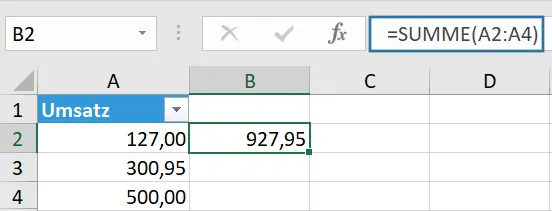 Excel Summe 2